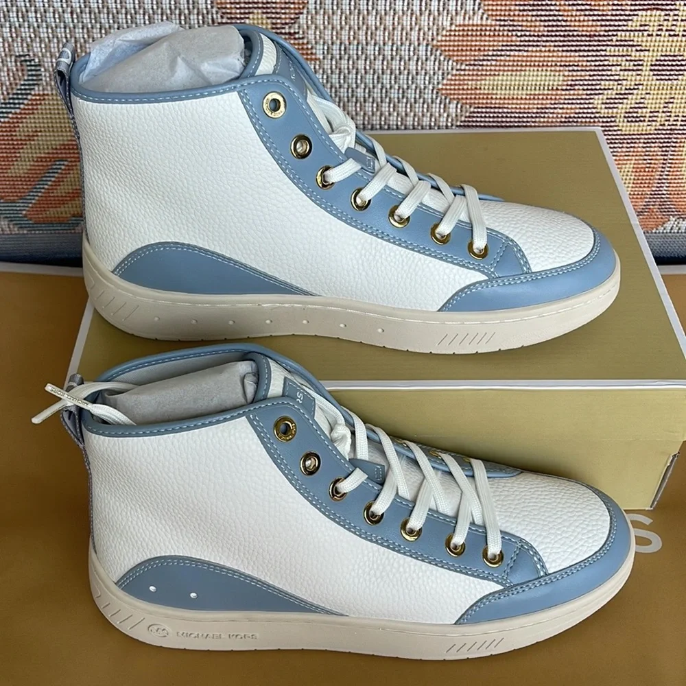 MICHAEL KORS
SHEA MID HIGH TOP
FAUX LEATHER
49F3SHFESL
PALE BLUE 
NEW - Picture 15 of 16